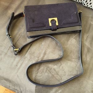 Halston suede leather crossbody bag